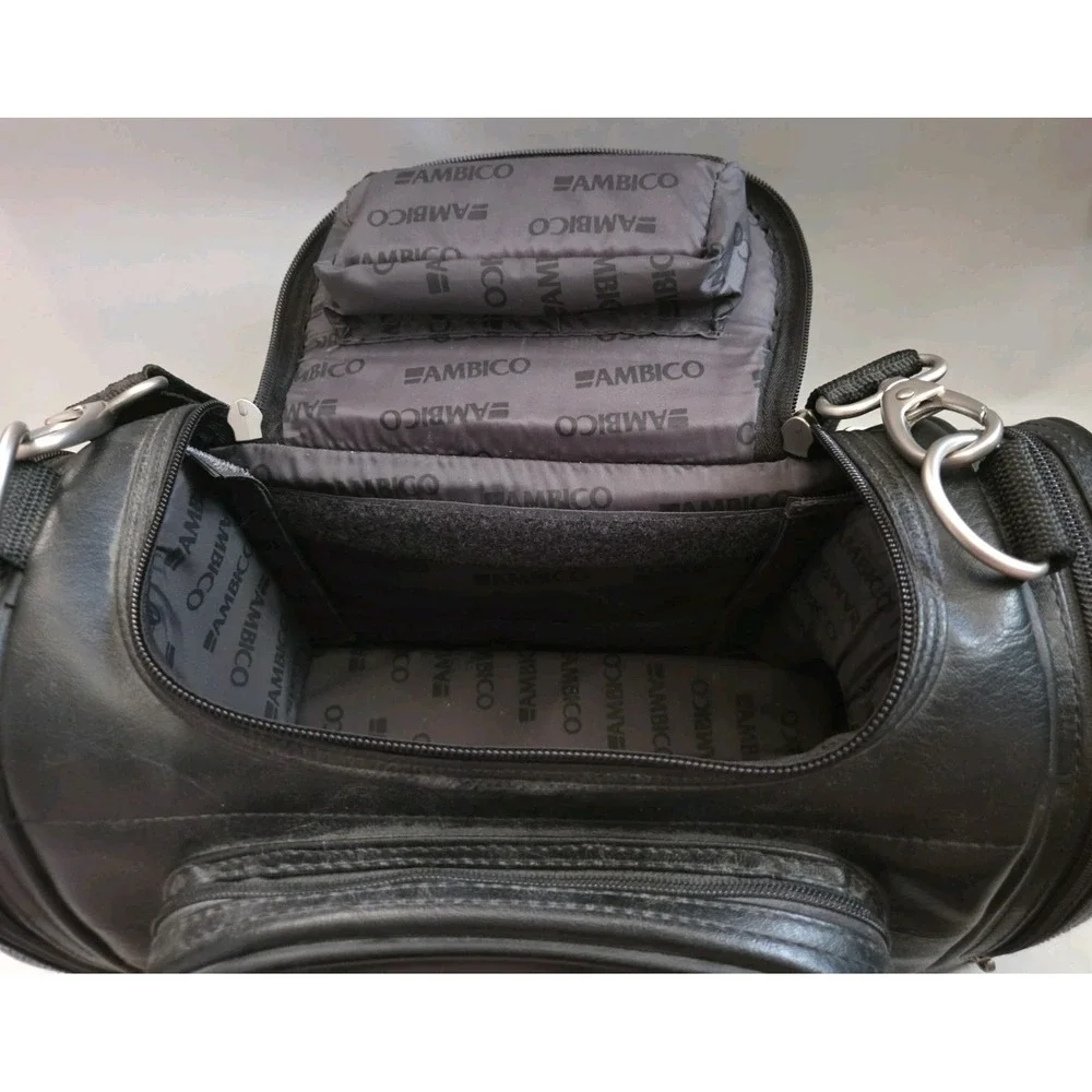 Ambico Black Faux Leather Camera Bag With Multiple Compartments And Strap in EUC